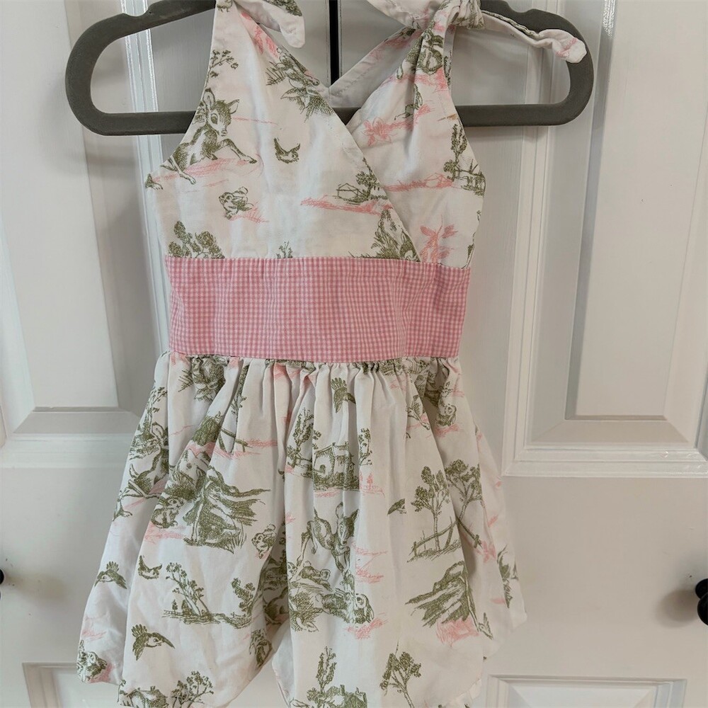Classic Disney Bambi Toile Sleeveless Fit & Flare Dress Girls 18M White